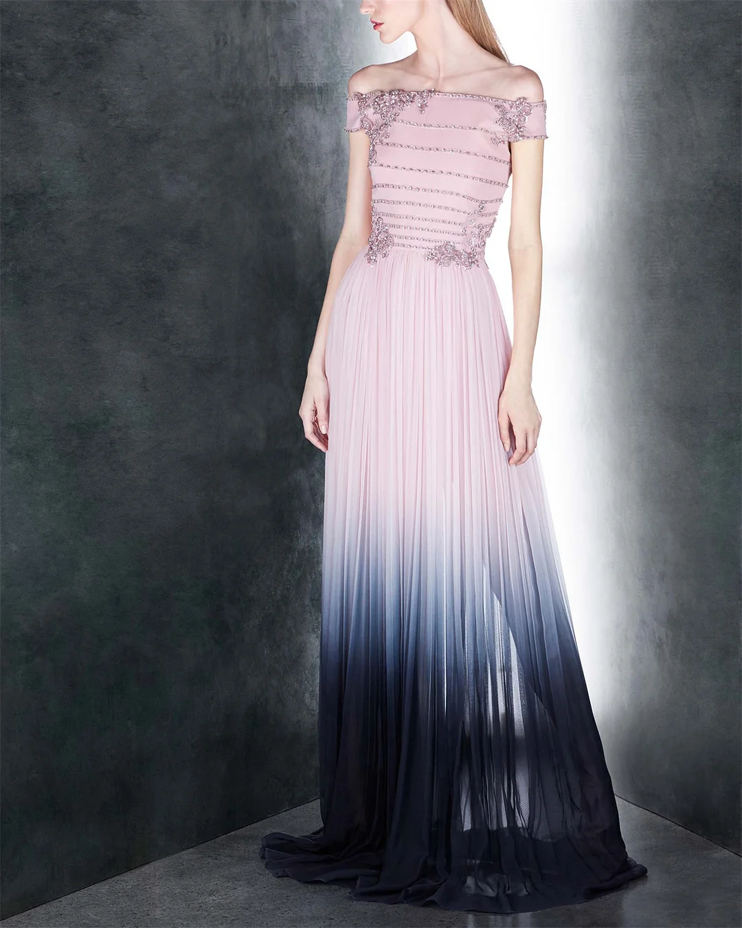 Women's Off-the-shoulder Gradient Color Dress