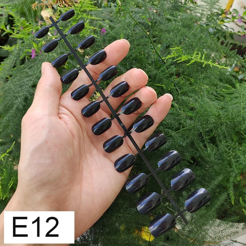 10 Sets Round Shape False Nail Tips In Same Color 24 Pieces/Set 10 Sizes Press on Fake Nails DIY Manicure Finger Nail Tips-Nail Inspo