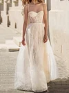 Lace Split-Joint Spaghetti-Neck Wedding Maxi Dress