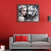 (50*40cm)Girl Wolf - Full Round Drill Diamond Painting