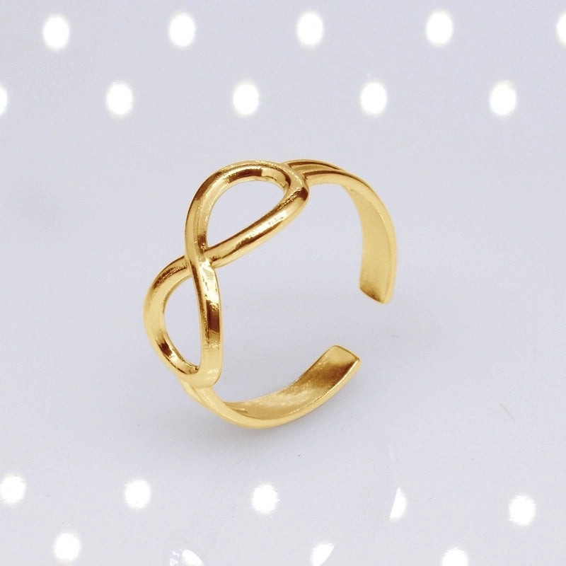 Casual Minimalist Infinity Titanium Steel Plating Hollow Out Open Ring