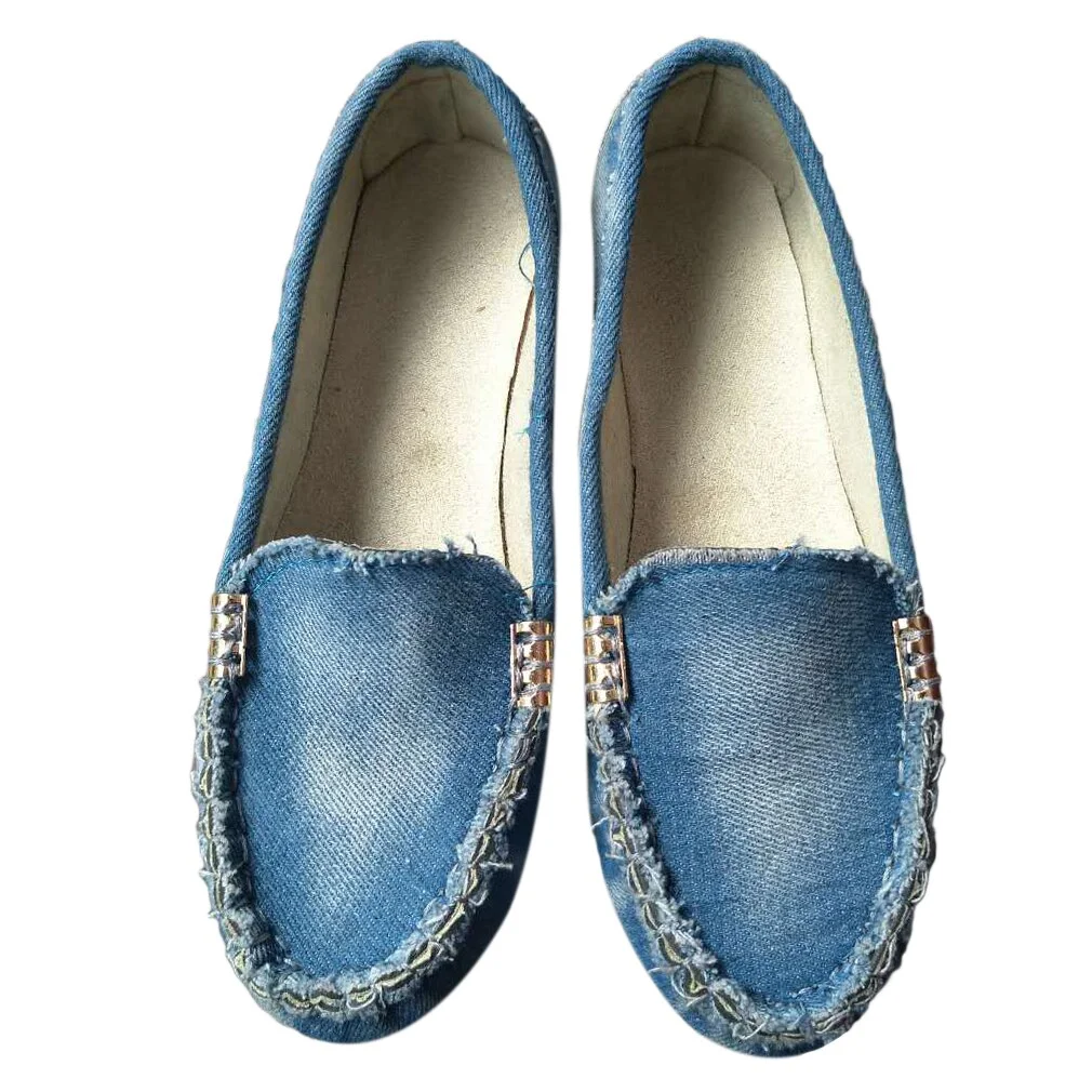 Mongw Women Casual Flat Shoes 2019 Spring Autumn Flat Loafer Women Shoes Slips Soft Round Toe Denim Flats Jeans ShoesNew