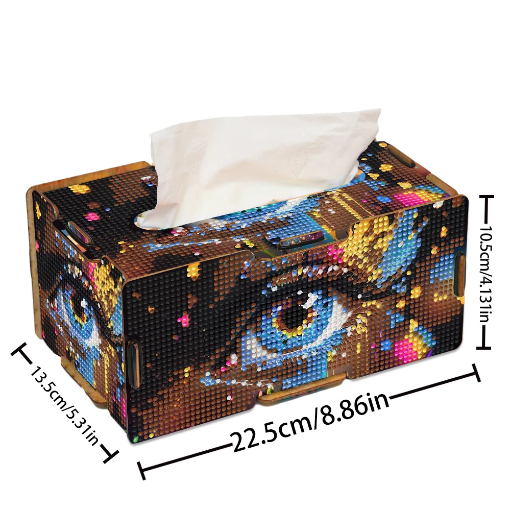 Colored Eyes Diamond Painting Tissue Box Wooden Diamond Art Tissue Storage Box