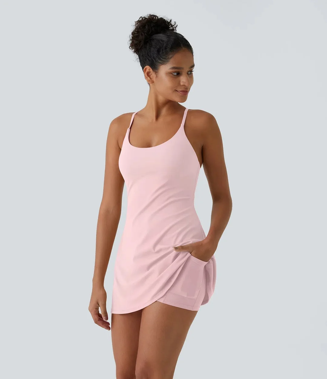 Women Workout Tennis Dress With Built In Bra Shorts 😍