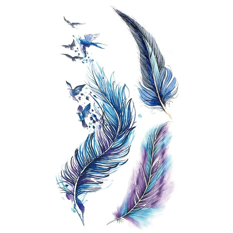 New Small Fresh Temporary Tattoo Men and Women Waterproof Feather Body Art Fake Tattoo Arm Finger Dreamcatcher Tattoo Stickers