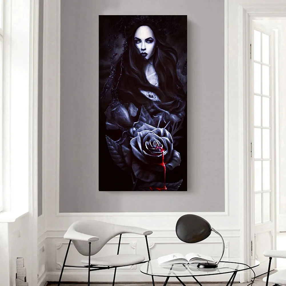 Full Round Diamond Painting 40*80cm - Dark Rose Girl
