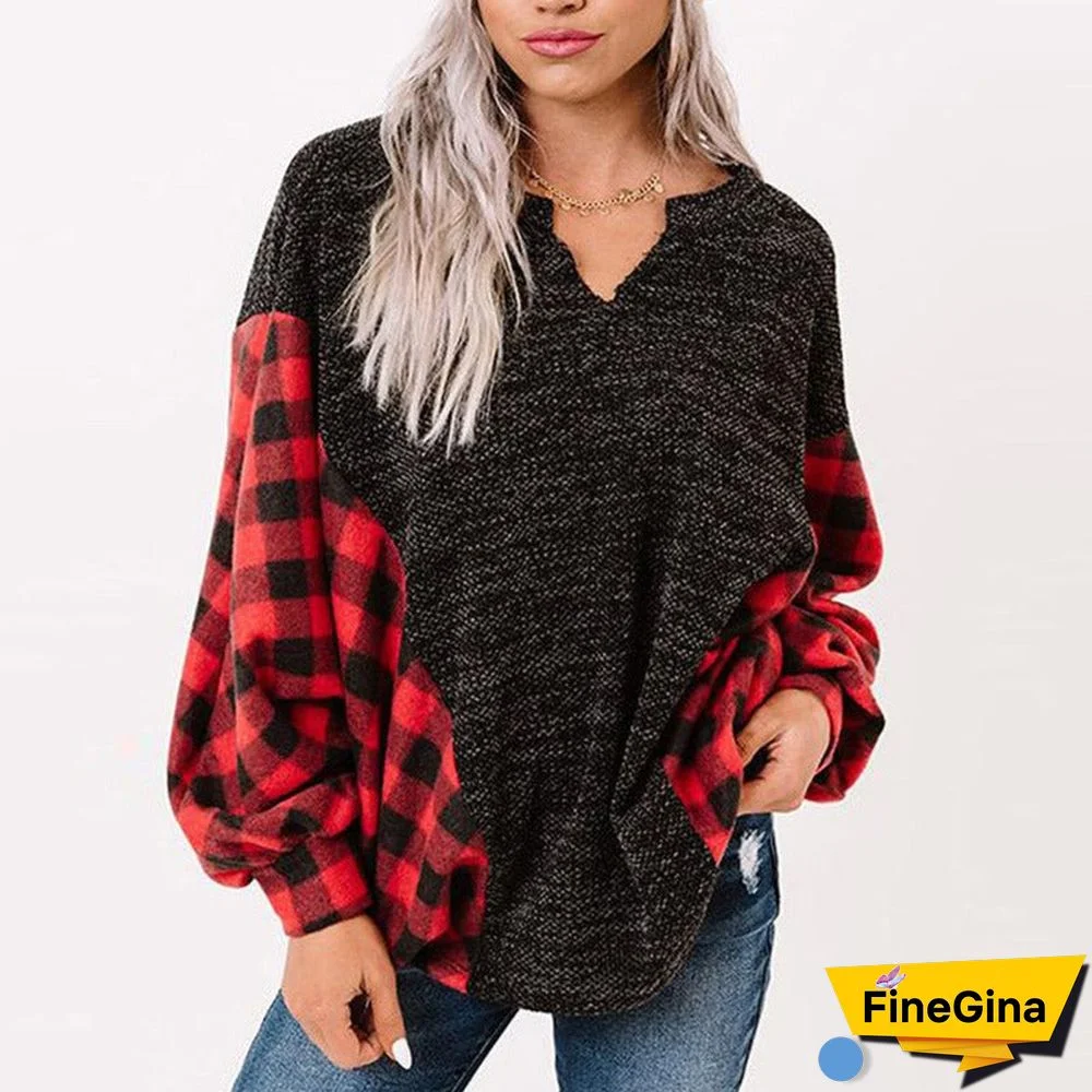 Red Long Sleeve Print Top
