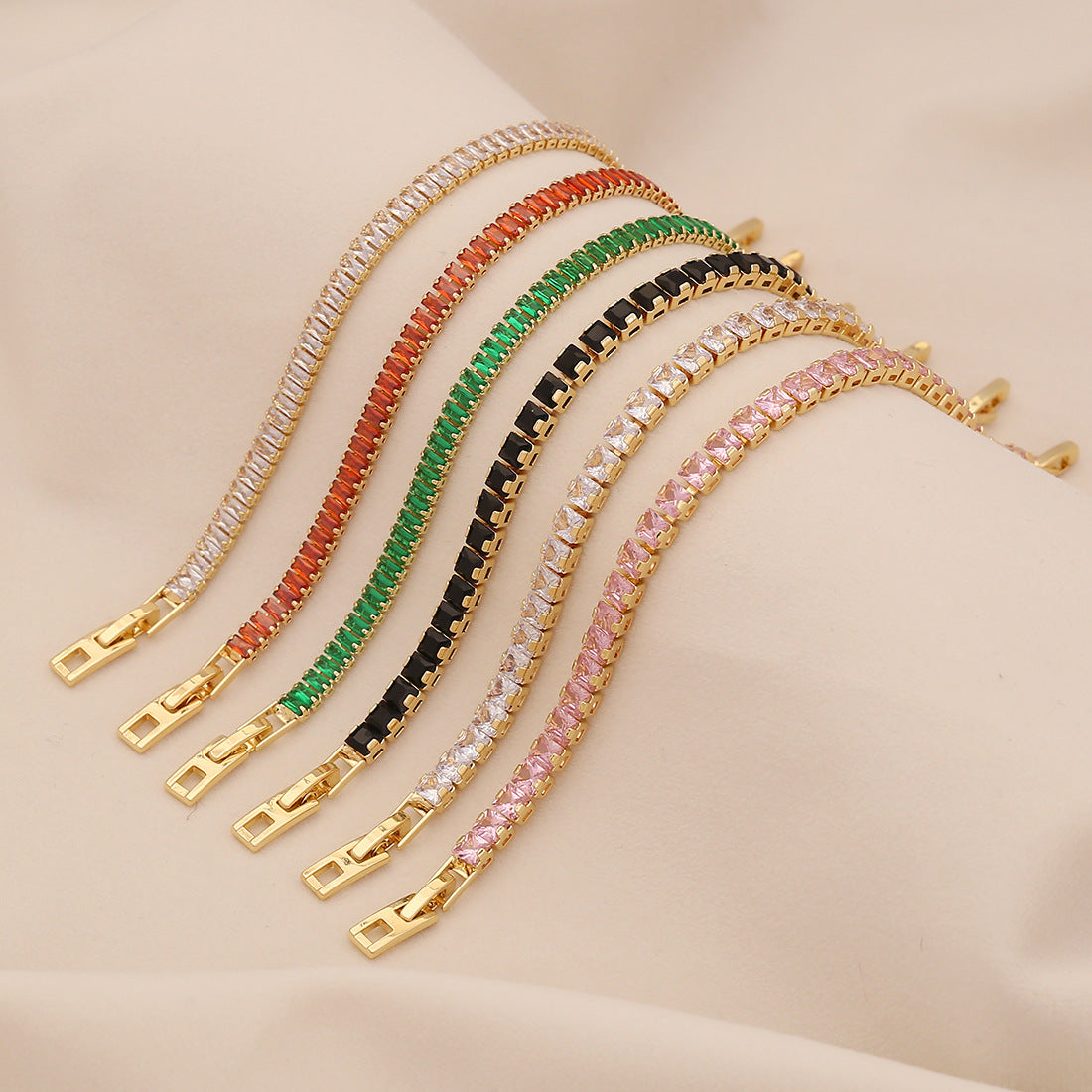 Multi-Color Square Zirconium Bracelet Fashionable And Versatile Hand Jewelry Niche B625