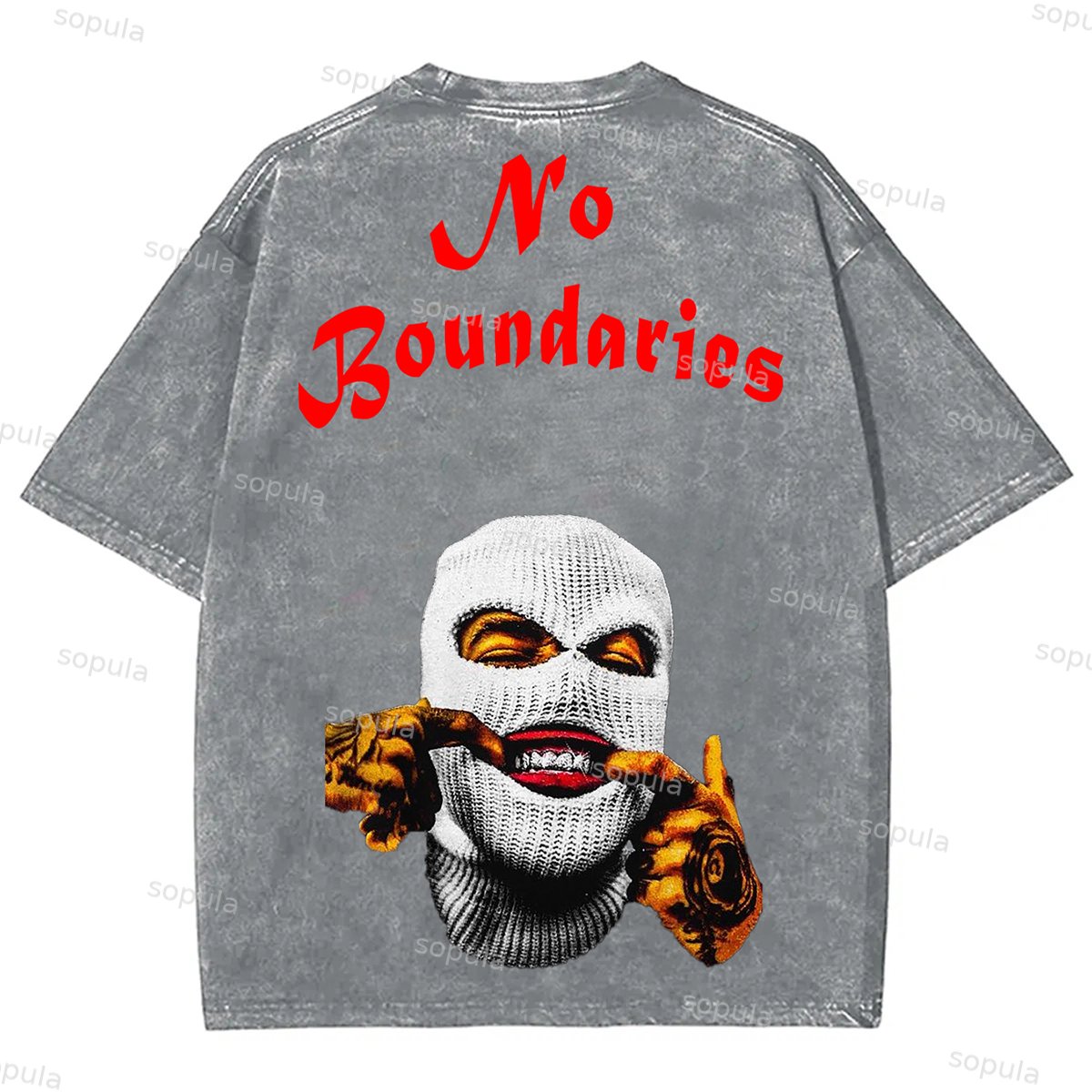 Sopula Men's Vintage Y2k No Boundaries Graphic Acid Washed T-Shirt - SOPULA