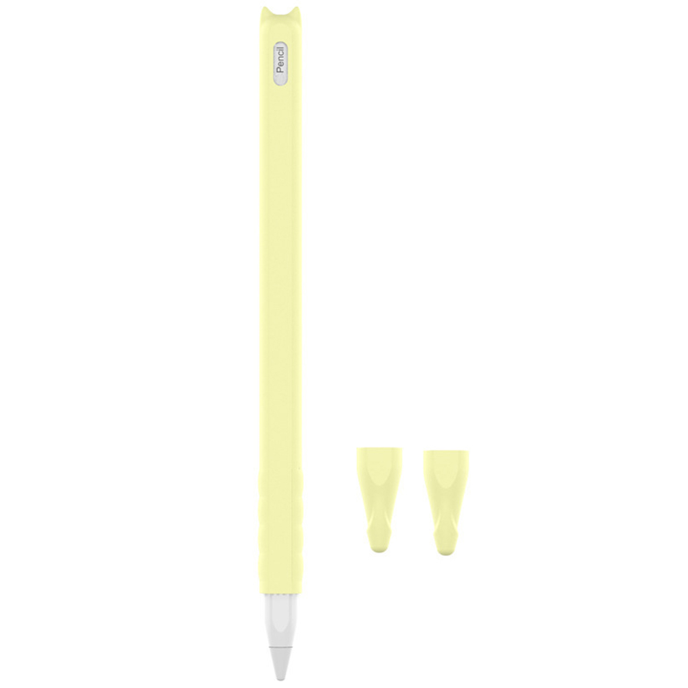 

Cute Silicone Case Skin + 2 Nib Covers for Apple Pencil 2nd Gen, Yellow, 501 Original