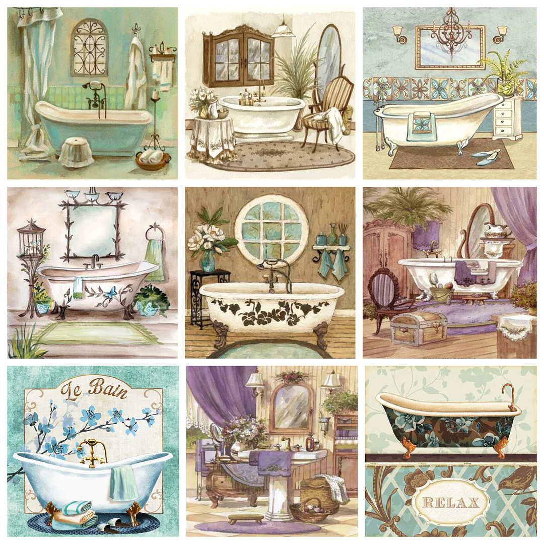 Diamond Painting - Full Round/Square Drill - Bathtub(30*30 - 50*50cm)