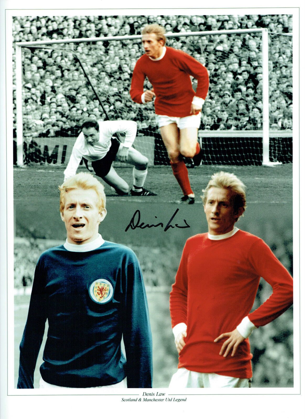 Denis LAW Signed Autograph 16x12 Manchester United Scotland Photo Poster painting AFTAL COA