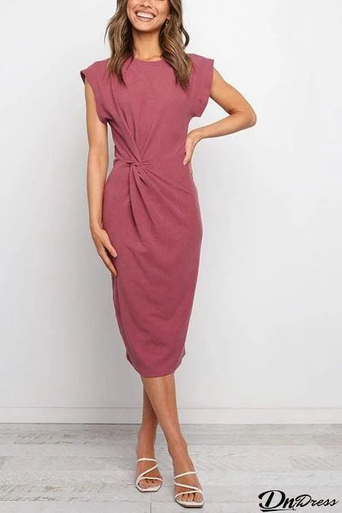 Solid Twist Sleeveless Dress