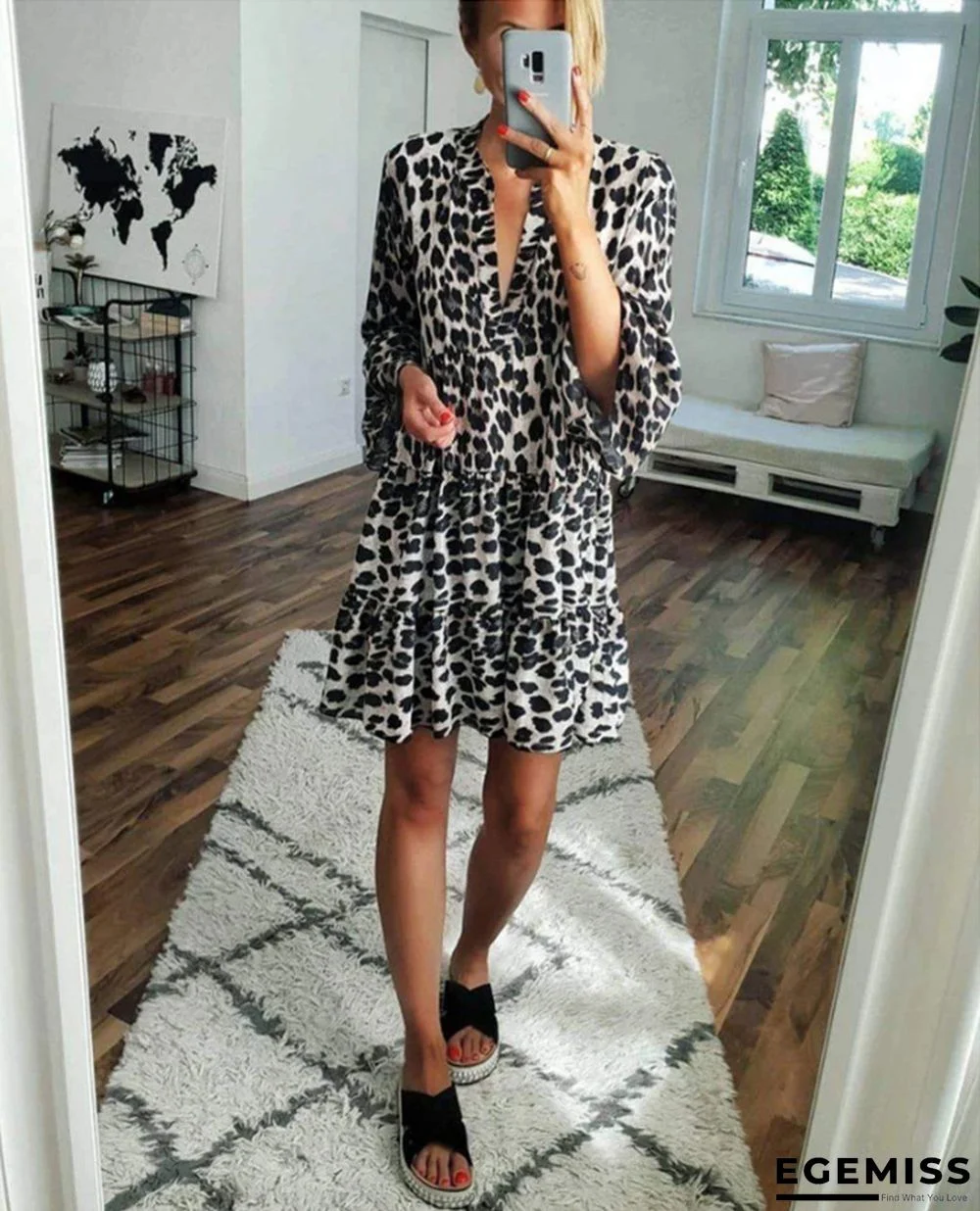 Leopard Print Dress Bohemian Style Dress | EGEMISS