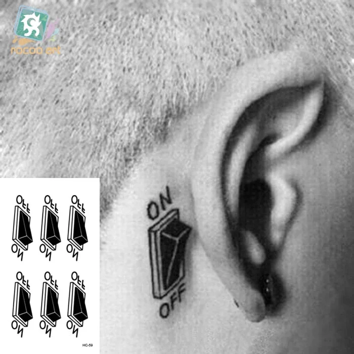 Small Temporary Tattoo Sticker G-dragon Same Black Smiling face Cat Star Pattern Water Transfer Body Art Fake Tatoo Women