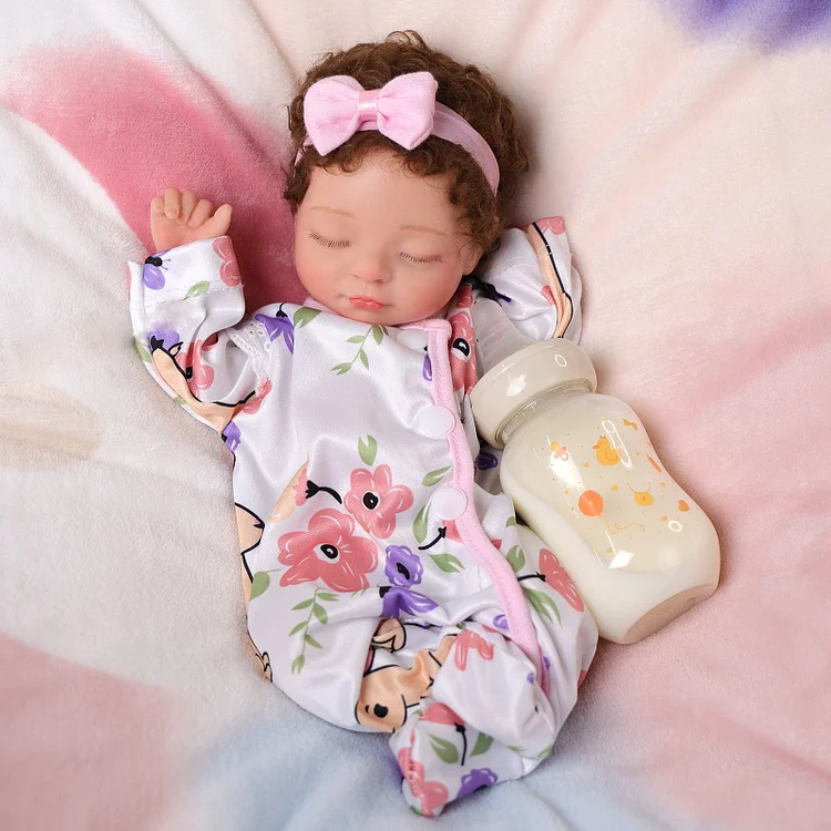 Babeside Mira 12'' Full Silicone Realistic Reborn Baby Doll Girl Sleeping Pink Bunny