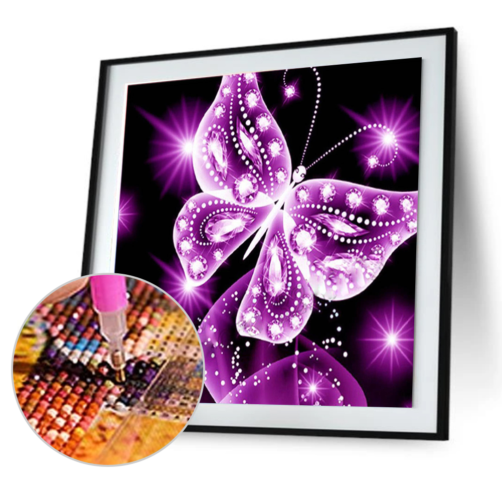 

25*25CM - Butterfly Pink - Round Drill Diamond Painting, 501 Original