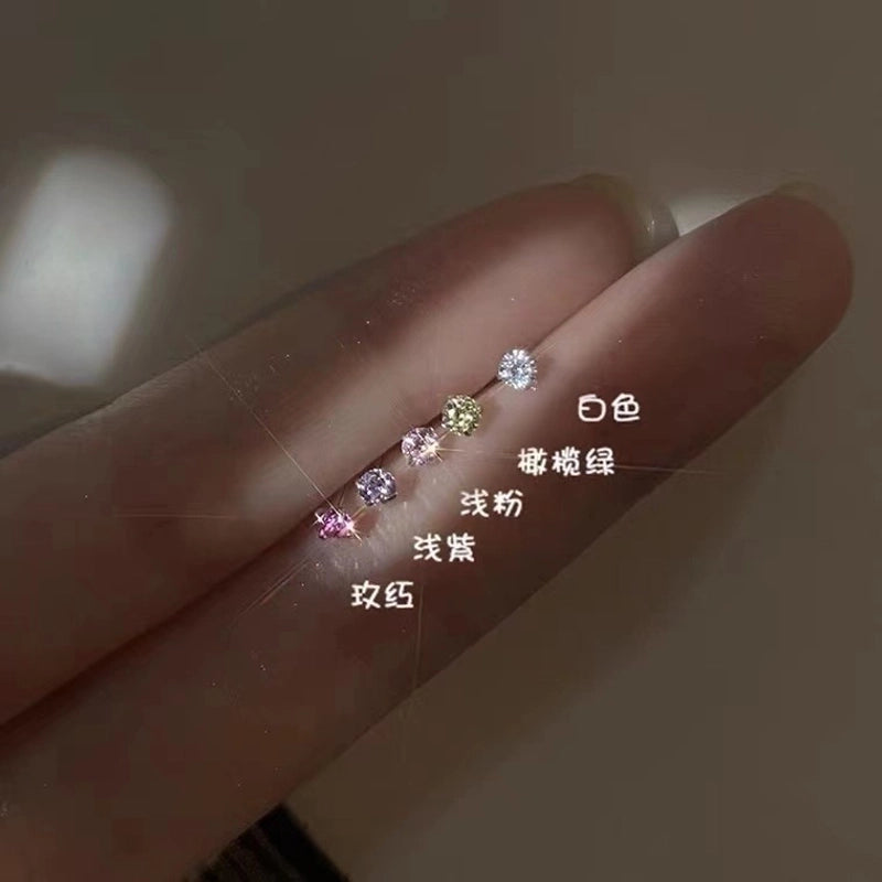 1 Pair 925 Sterling Silver Rhinestones Geometric Earrings