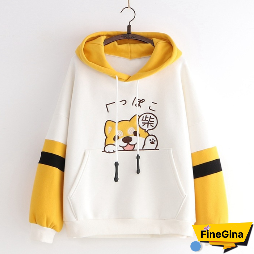 Japanese Puppy Color Block Hoodie