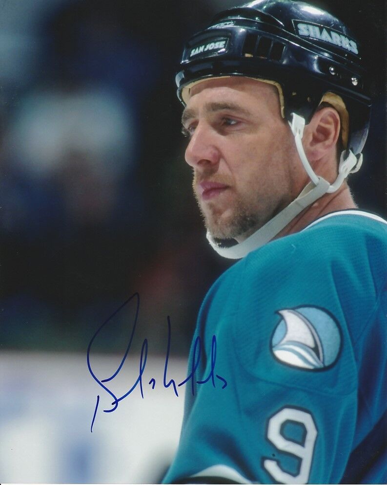 BERNIE NICHOLLS SIGNED SAN JOSE SHARKS 8x10 Photo Poster painting! Autograph