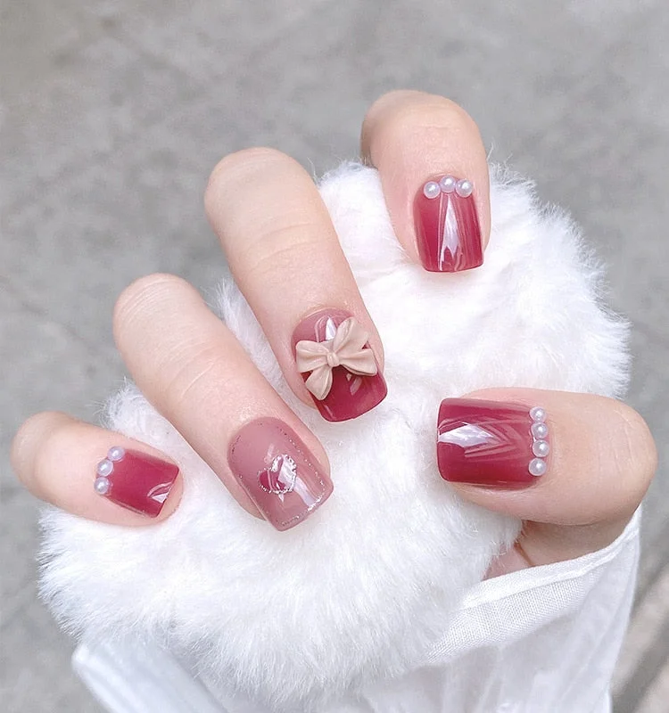 Fashion 24pc/set 10 Sizes Fake Nails Full Cover French False Nail Tips With Double-Sided Nail Adhesive Tab Press On Nails Art-Nail Inspo