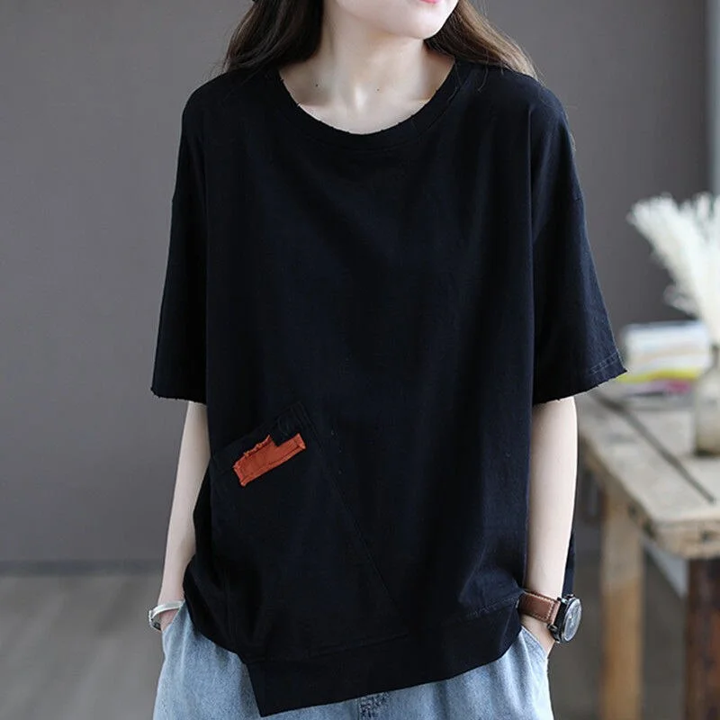 Women&#39;s T-shirt 100% Cotton Short Sleeves Korean Fashion Loose Plus Size Female Top Round Neck Pullover Women&#39;s Clothing Summer