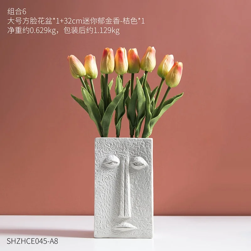 Nordic Home Decoration Accessories White Ceramic Vase Living Room Decoration Decoracion Hogar Moderno Flower Vases Home Decor