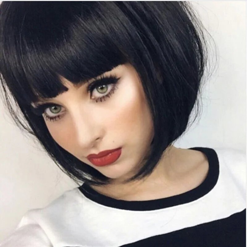 Female Short Straight Hair Bobo Head Bangs Short Hair Headgear