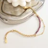 Purple Opals & Golden 2 Layers Bracelet