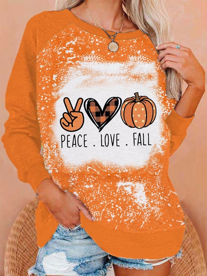Women's Peace Love Fall Pumpkin Print Sweatshirt