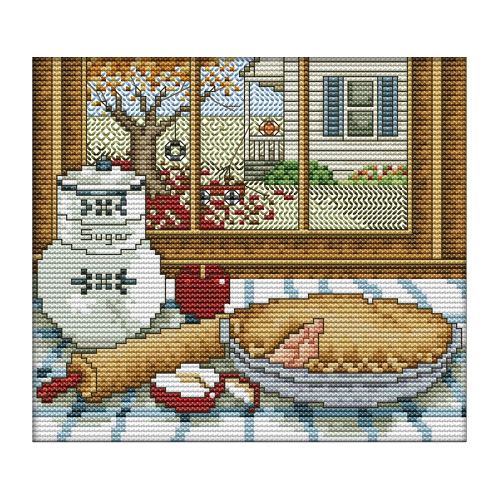 

Autumn Outside The Window - 14CT Stamped Cross Stitch - 22*20cm, 501 Original