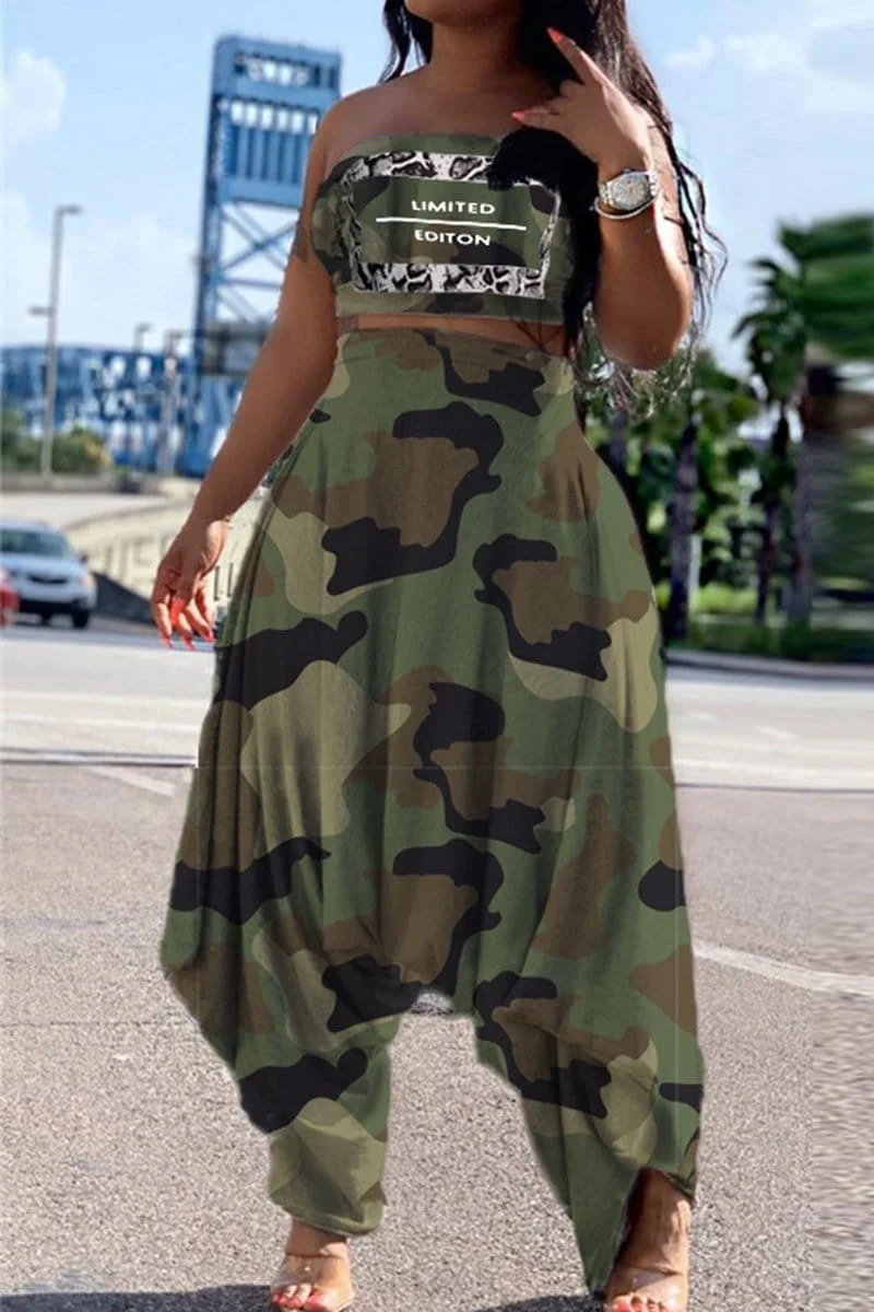 Camouflage Print Pants Set