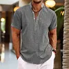 Camicia da uomo a maniche corte con mezzo bottone e colletto Henley