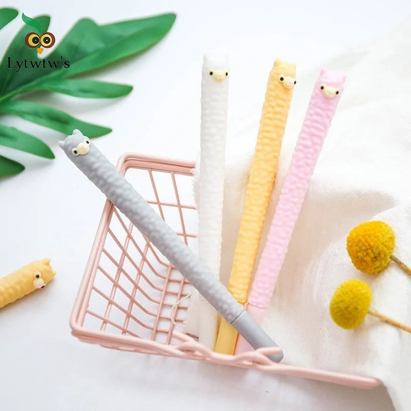 1 Piece Lytwtw's Stationery Cute Alpaca School Office Kawaii Supply Handles Novelty Creative Gel Pen sweet pretty lovely sheep