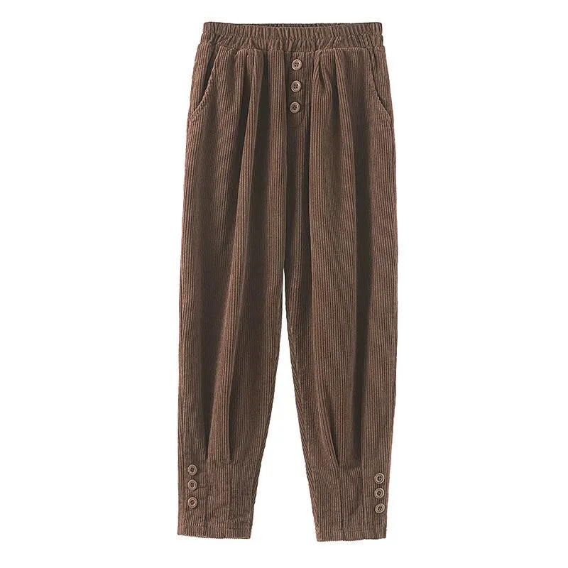 Pants Women Solid Harem Button New Arrival Corduroy Fashionable Ulzzang BF Large Size 4XL Beam Feet Pant Womens Casual Hot Daily