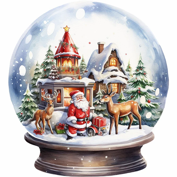 Santa Crystal Ball 30*30CM(Canvas) Full Round Drill Diamond Painting gbfke