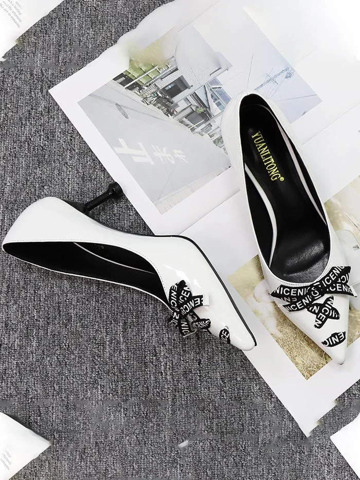 Fashion pointed cross straps bowknot coral high-heeled shoes