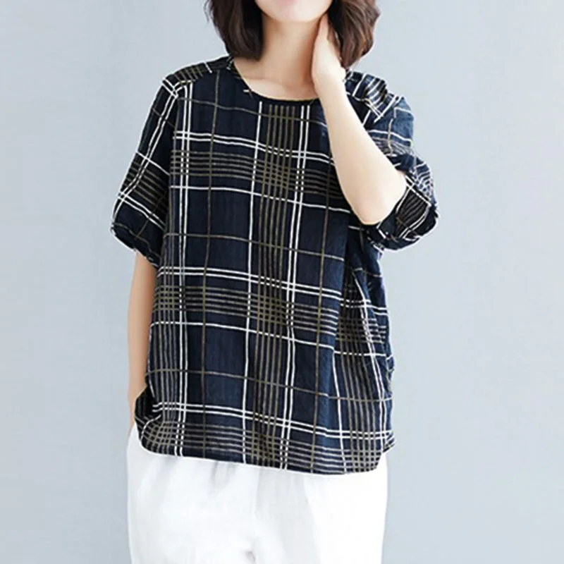 Summer Blouse ZANZEA Women Vintage Printed Tops Casual O Neck Short Sleeve Shirt Female Loose Tunic Blusas  Chemise