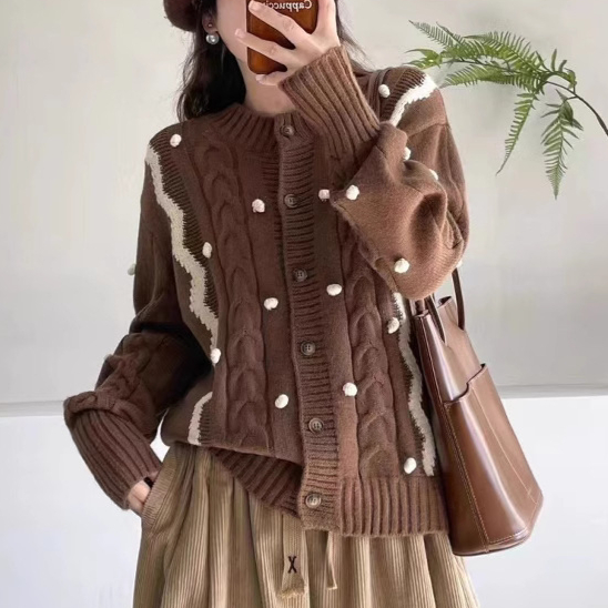 Chicfifth Sweater Women Winter Long Sleeve High Quality Autumn Vintage Top Knitted Cardigan