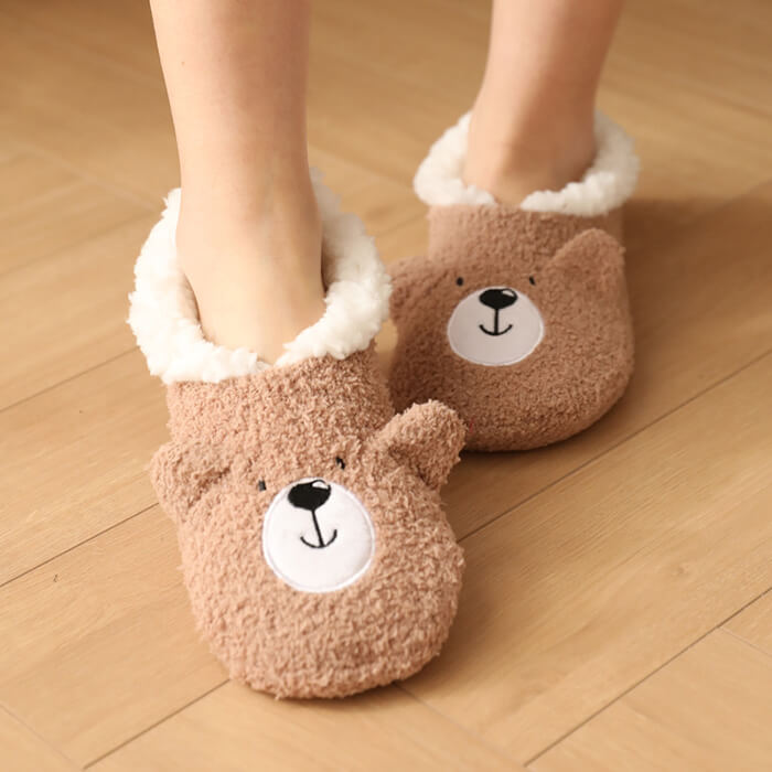 Slipper Socks Women Animal Fluffy Socks With Grippers Cozy Warm