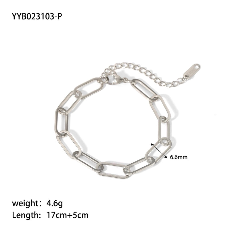 201 Stainless Steel 18K Gold Plated Hip-Hop Streetwear Plating Solid Color Bracelets Necklace