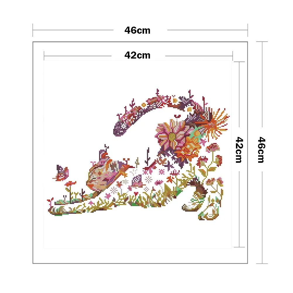 11ct Stamped Cross Stitch - Flower Cat(46*46cm)
