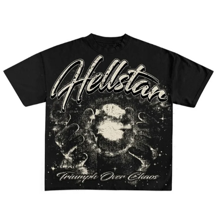 Vintage Hellstar Triumph Over Chaos Graphic 100% Cotton Short Sleeve T-Shirt