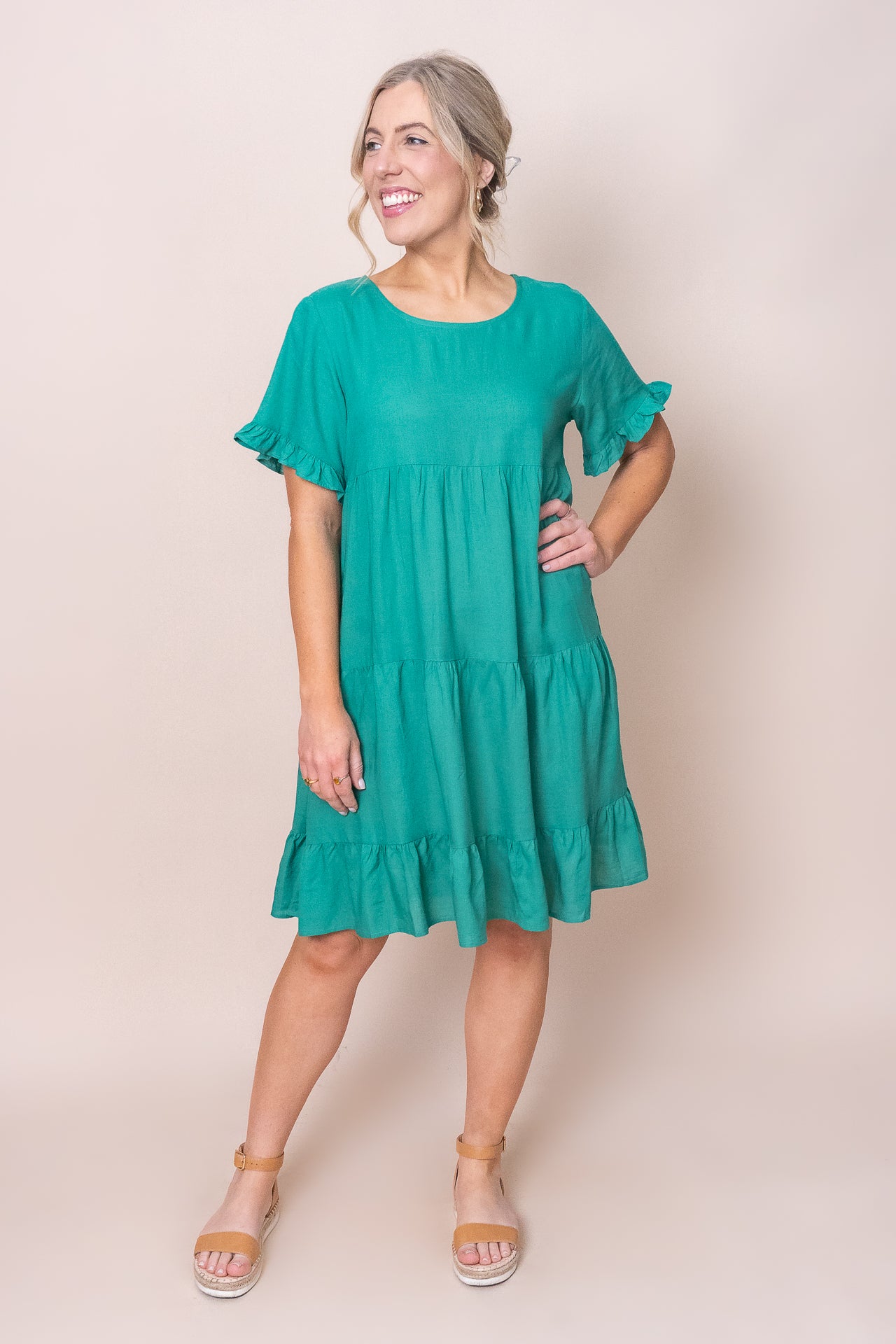 Nicole Tiered Dress in Green