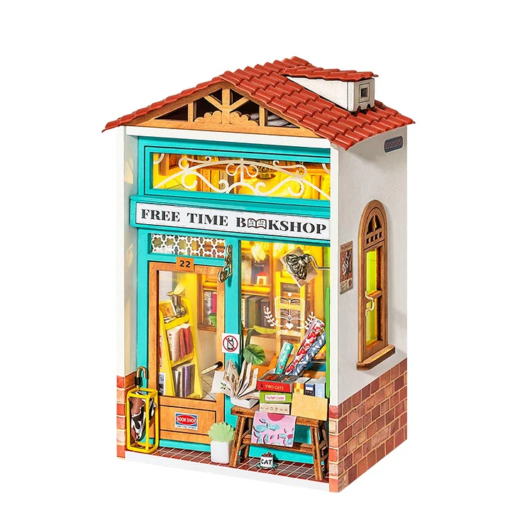 Rolife Free Time Bookshop Miniature Dollhouse Kit DS008 | Robotime Online