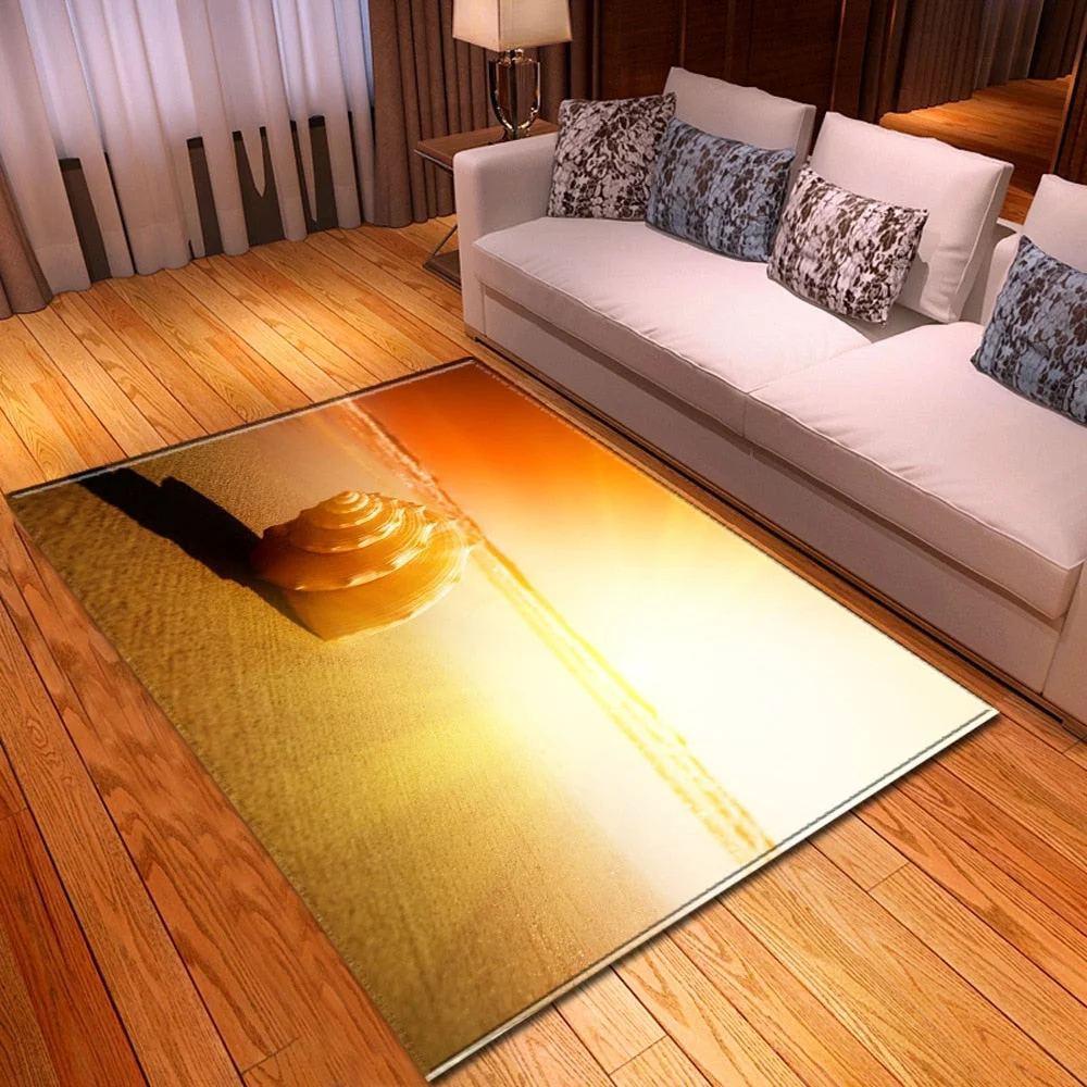 Living Room Sofa Carpet Home Bedroom Children's Decor Floor Rugs Seaside Pattern Coffee Table Hallway Balcony Kids Bedside Mat