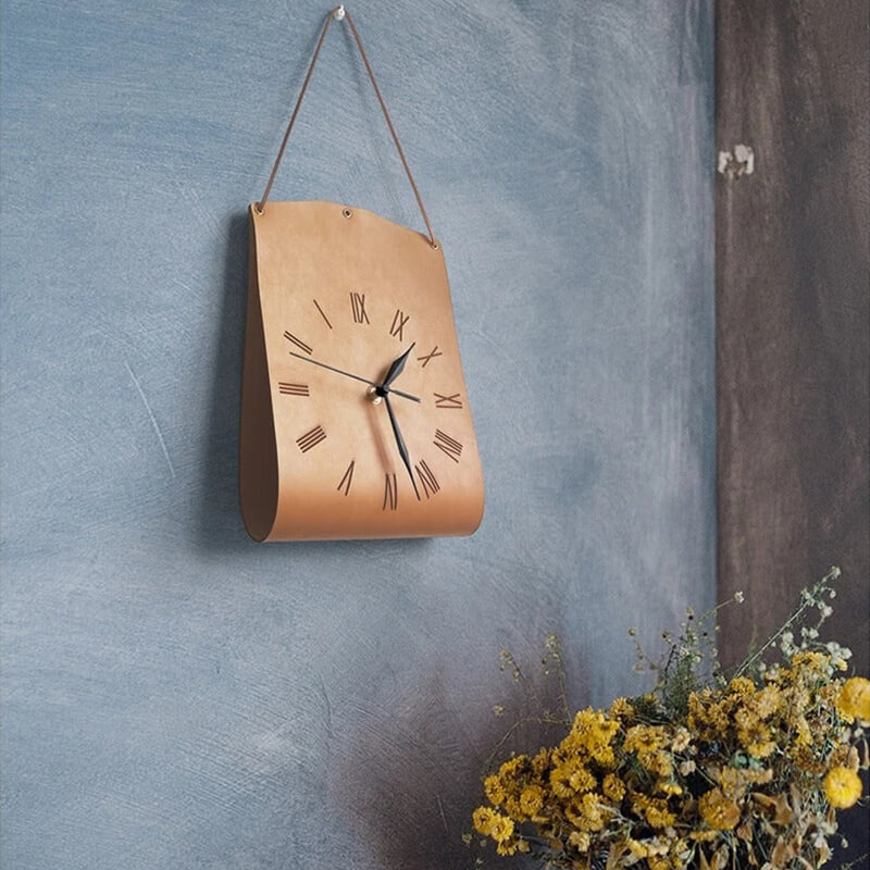 Vintage Leather Wall Clock