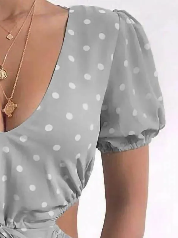 Polka Dot Print Hollow Waist Dress for Women