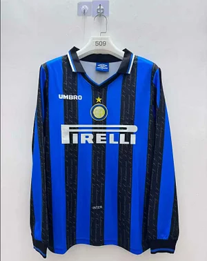1997/1998 Retro Long Sleeve Internazionale Milan Home Football Jersey 1:1 Thai Quality