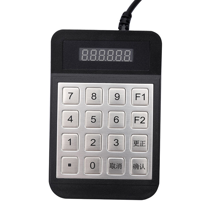 16 Keys Encrypting Pin Pad Metal Stainless Steel Industrial 4X4 Waterproof USB RFID Numeric Keypad for Dining Room Sales System